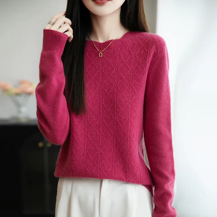 甜美减龄花边领针织衫毛衣女钩花叠穿长袖秋冬无缝一体内搭打底衫