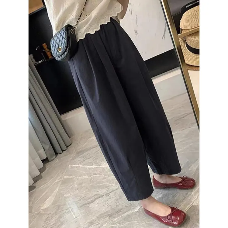 冰丝日系速干萝卜裤女夏季薄款八九分小个子梨形遮跨显瘦休闲裤子