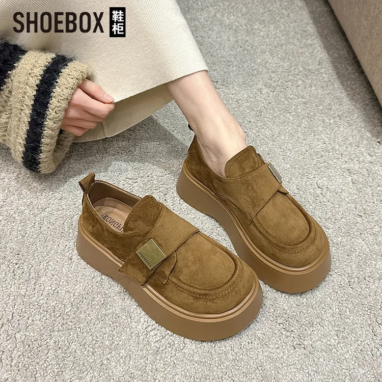 达芙妮集团旗下复古勃肯鞋女2025新款一脚蹬英伦风单鞋厚底乐福鞋