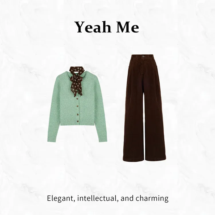 Yeah Me/也觅【田野画家】秋季新款小清新田园风显瘦长裤套装女装