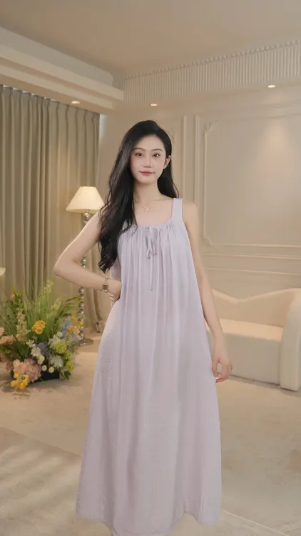 【紫霞】睡衣女宝宝棉法式甜美显白家居服可外穿带胸垫睡衣裙夏季