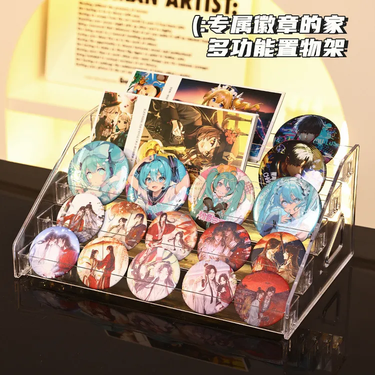 吧唧徽章立牌摆件透明阶梯架多层产品陈列大容量周边收纳展示架