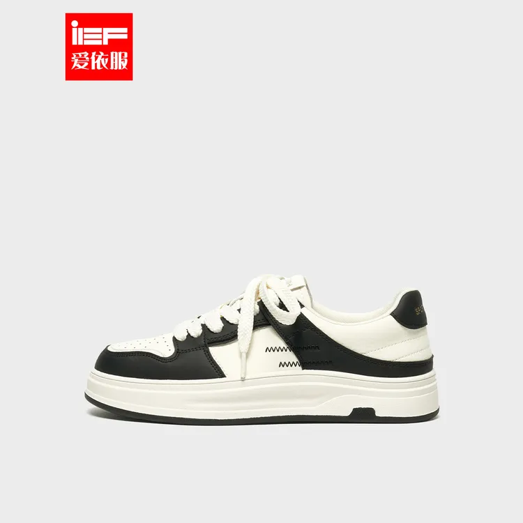 IEF/爱依服时尚女鞋2025秋季新款韩版拼色设计休闲百搭低帮小白鞋