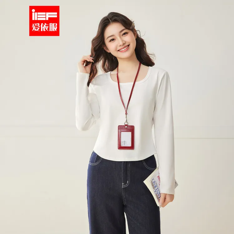 IEF/爱依服大码女装2025秋季新款韩版简约纯色百搭上衣