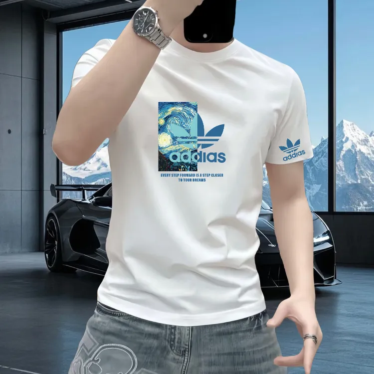 百搭索罗娜短袖修身半袖圆领弹力时尚潮流休闲男士印花高品质T恤