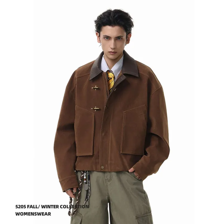 （万达撤柜）高级感巴恩风大口袋飞机扣工装夹克街头痞帅短款外套