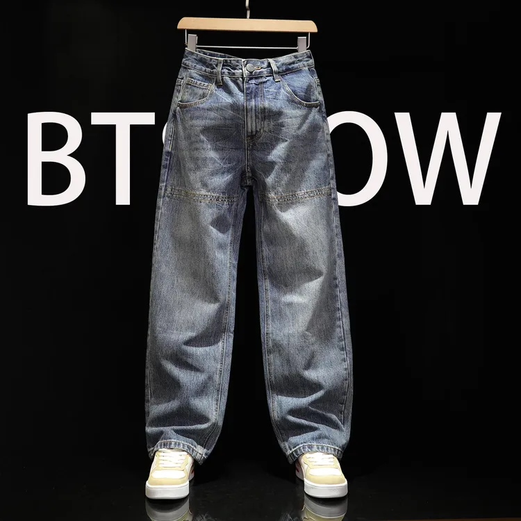 25秋季新款牛仔裤男士大尺码宽松直筒裤潮流痞帅胖哥修身型长裤子
