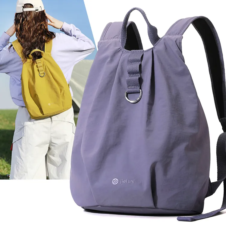 新款户外简约登山小号尼龙布双肩包女大容量轻便旅行徒步运动背包