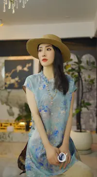 （浅云）国风连衣裙短袖老钱风复古提花上衣