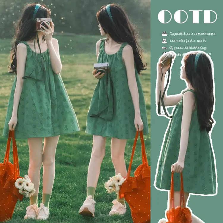 夏季潮款孕妇装2025新款田园风无袖高级感独特漂亮背心连衣裙夏装