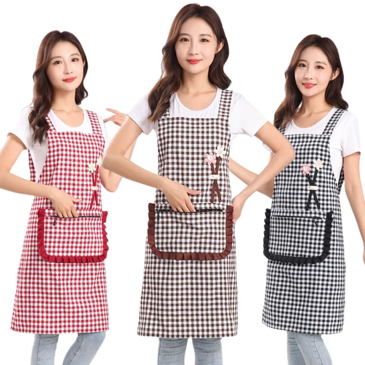 时尚棉布围裙厨房专用家用做饭围腰耐脏透气上班干活洋气工作服女