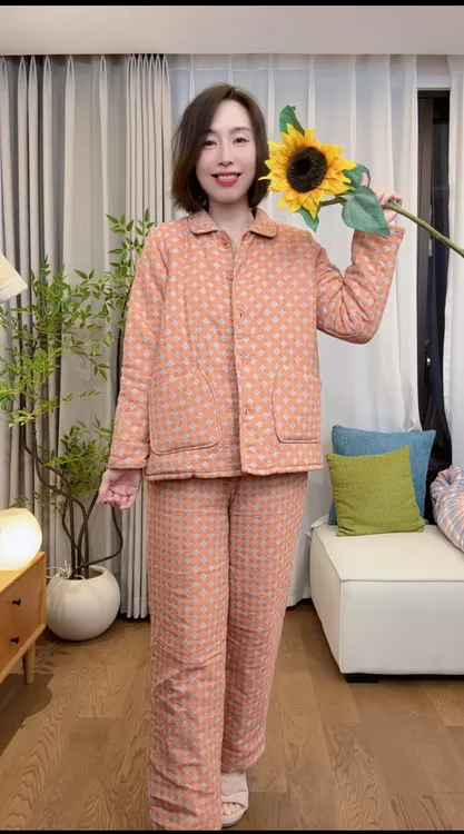 『纱布棉袄』秋冬纯棉纱夹棉加厚棉袄家居服MY0200