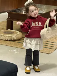 橙小七·25深秋~复古红小兔加厚卫衣微喇裤套装55269 55288（汉服）