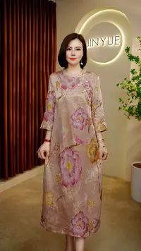 【霞婷】2025新款秋季新中式修身气质连衣裙1253A