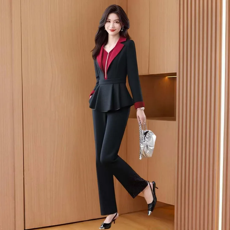 品牌广州十三行职业时尚套装女2025早秋新款洋气轻奢爆款两件套裤