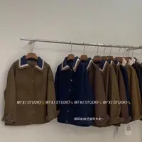 灰灰呀！T小姐 档口大实拍！毛线翻领大版牛仔外套