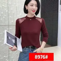 【歌莱图】2025早秋新款时尚烫钻半高领露肩修身显瘦百搭上衣#8976