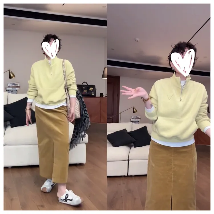 【鹅黄三角卫衣】25秋冬三角休闲时尚短款百搭上衣长袖卫衣C6518