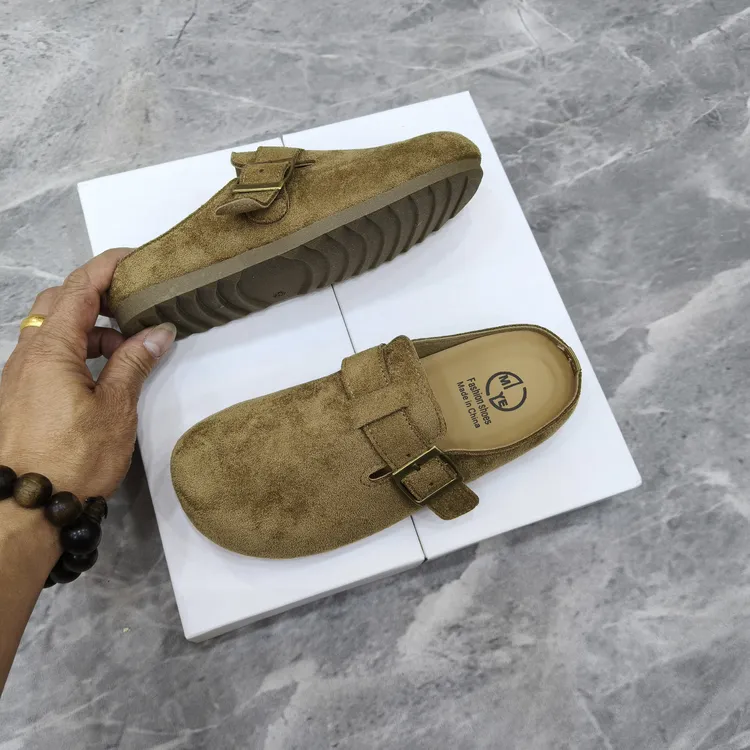 2025新款韩版简约平底勃肯鞋女秋外穿百搭休闲包头拖