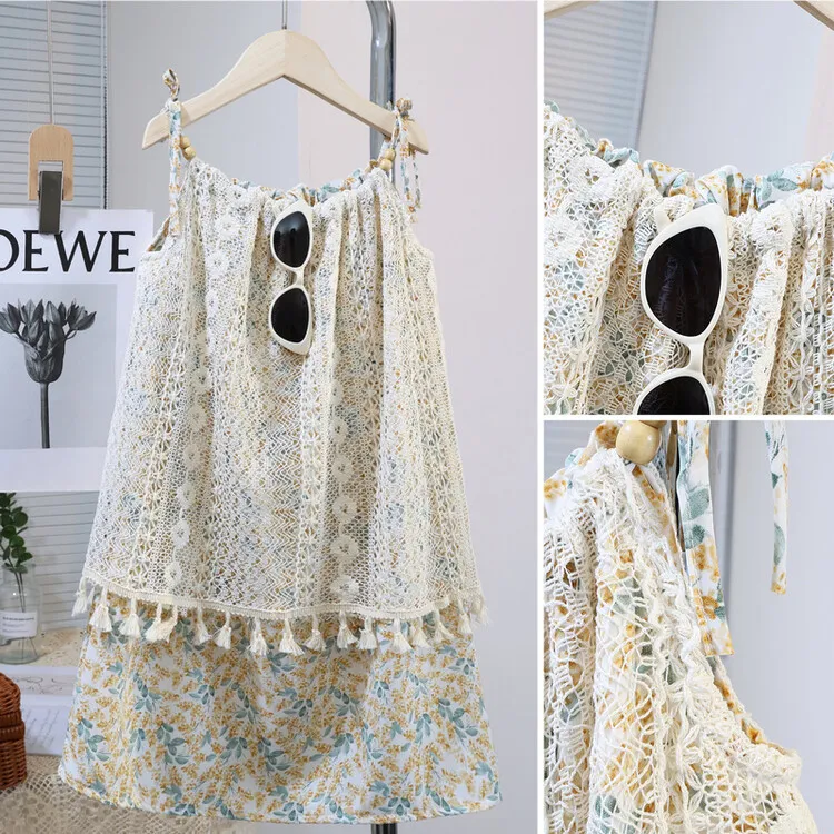 长款法式洋气新款连衣裙时尚沙滩公主裙气质裙中大童