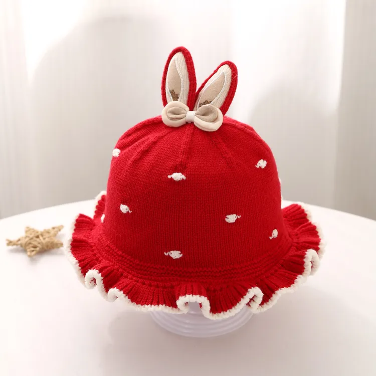 宝宝帽子韩版洋气女童盆帽秋冬新款毛线针织幼儿女宝宝防寒渔夫帽