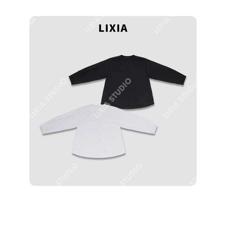 LIXIA【简以时光】简约轻职风天丝棉舒适好穿百搭基础款衬衫-D9759