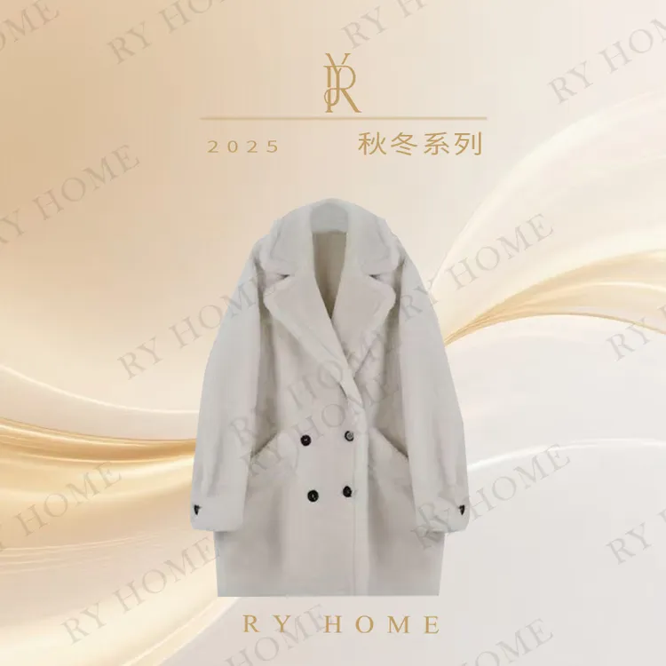 【容雨RYHOME】设计款中长款皮毛一体大衣外套243W2092