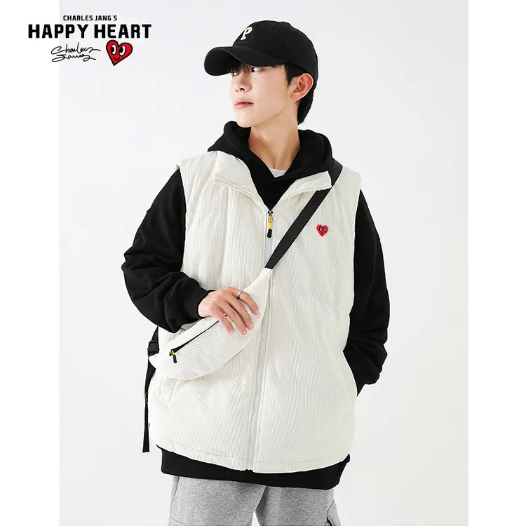 查尔斯桃心 灯芯绒马甲男女同款无袖情侣百搭休闲时尚秋冬季保暖