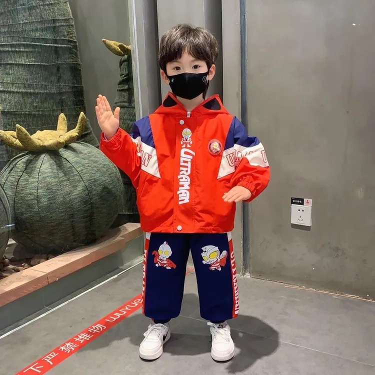 奥特曼衣服男童春装套装外套2025春秋新款儿童潮帅气时髦男宝风衣