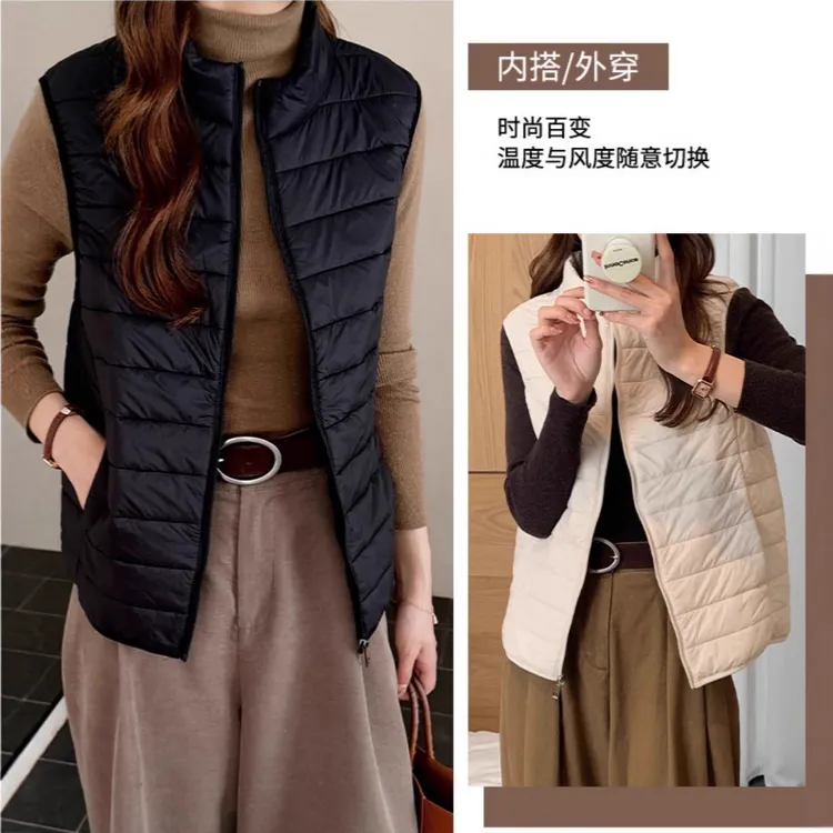 休闲风秋季冬菱格棉服棉衣上衣外套内搭保暖2025新款百搭马甲女装