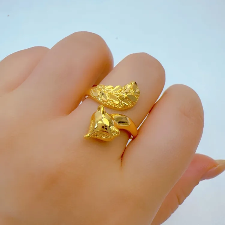 铜合金戒指 时尚简约开口可调节金色戒指秋冬新款18