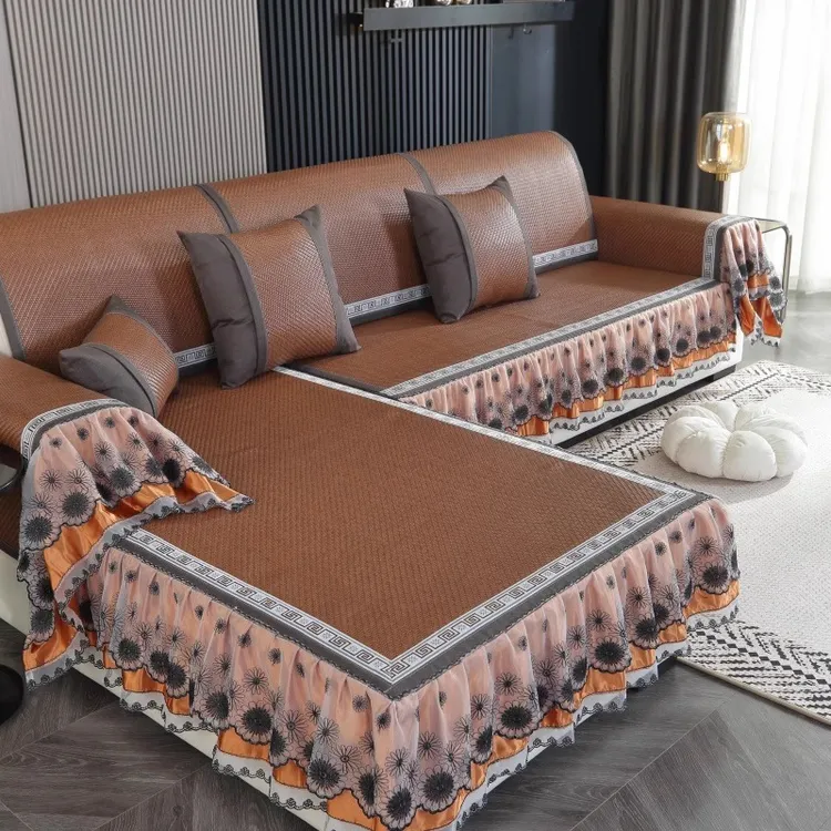 PE藤席沙发垫客厅凉感凉席坐垫防滑沙发套罩夏季冰丝座垫盖布定做