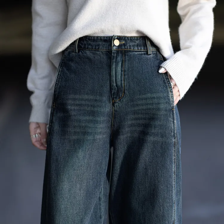 春秋季裤子女款爆款2026新款女士美式高街牛仔裤女高腰九分弯刀裤