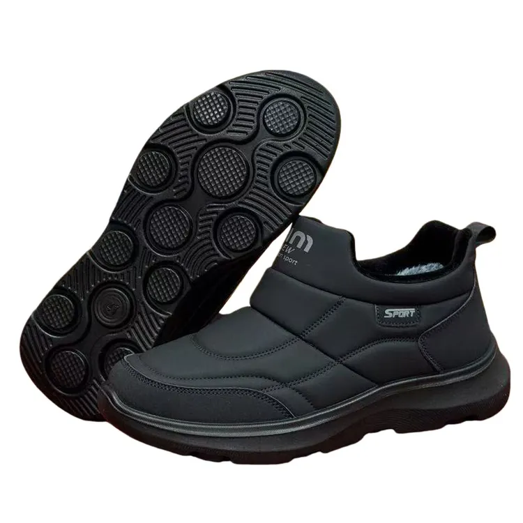 实在人冬季防滑软底防水时尚雪地靴老北京布鞋加绒保暖男鞋爸爸鞋