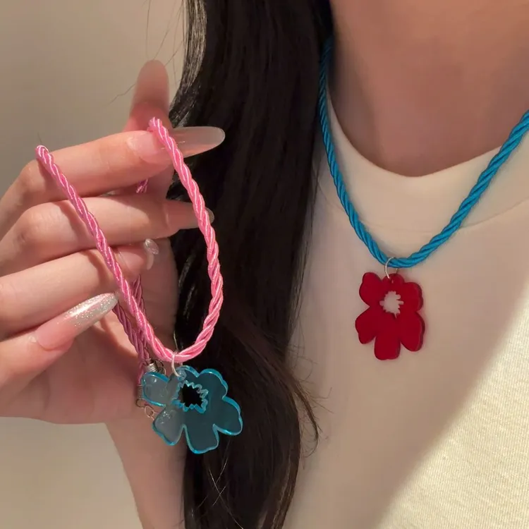 多巴胺彩色花朵项链甜美少女风锁骨链ins风颈链