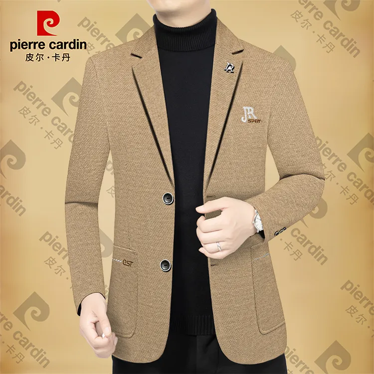 皮尔卡丹男士新款高档商务休闲西服春秋季男装外套上衣西装领夹克
