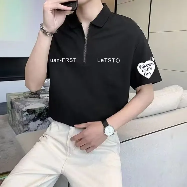 夏季Polo衫短袖潮牌痞帅裤子翻领T恤半袖设计师男装高级感