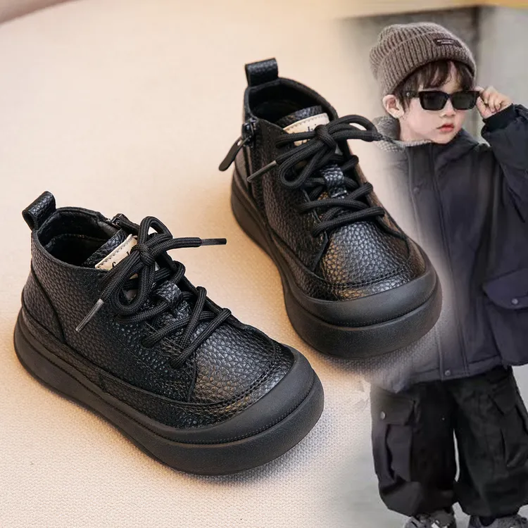 宝宝鞋子2025秋冬新款儿童鞋子男童加绒马丁靴小童短靴小男孩靴子