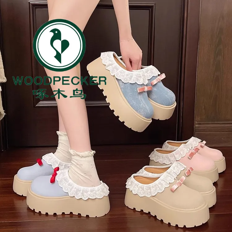 啄木鸟爆款包头厚底增高拖鞋女款夏外穿2025新款网红半拖勃肯鞋子