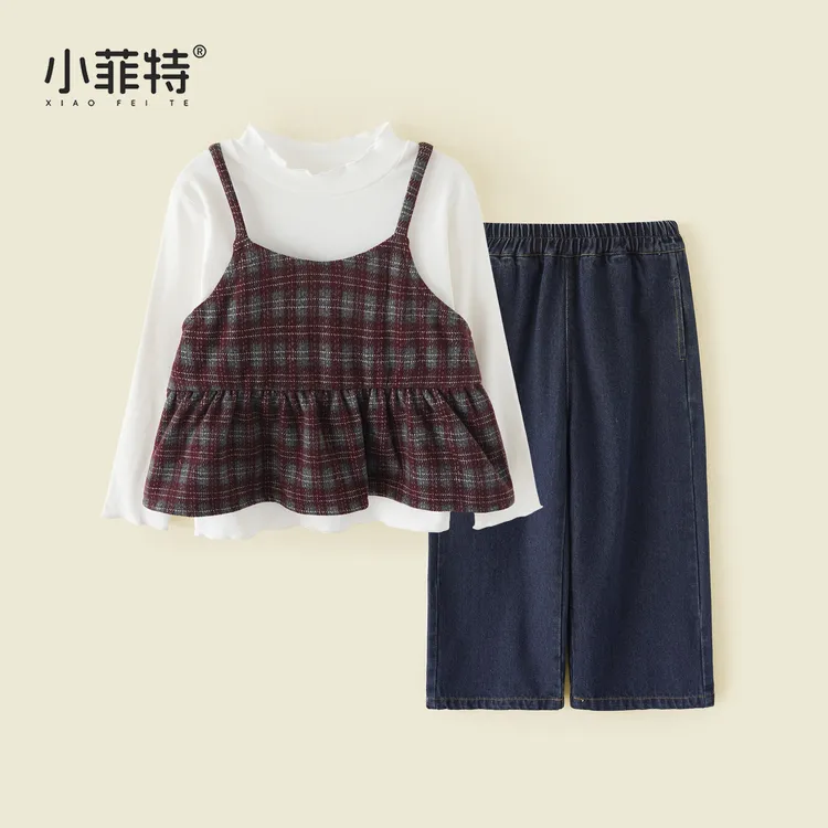 【吊带+T恤衫+长裤】小菲特女童秋装时尚三件套儿童衣服BGTQ52798