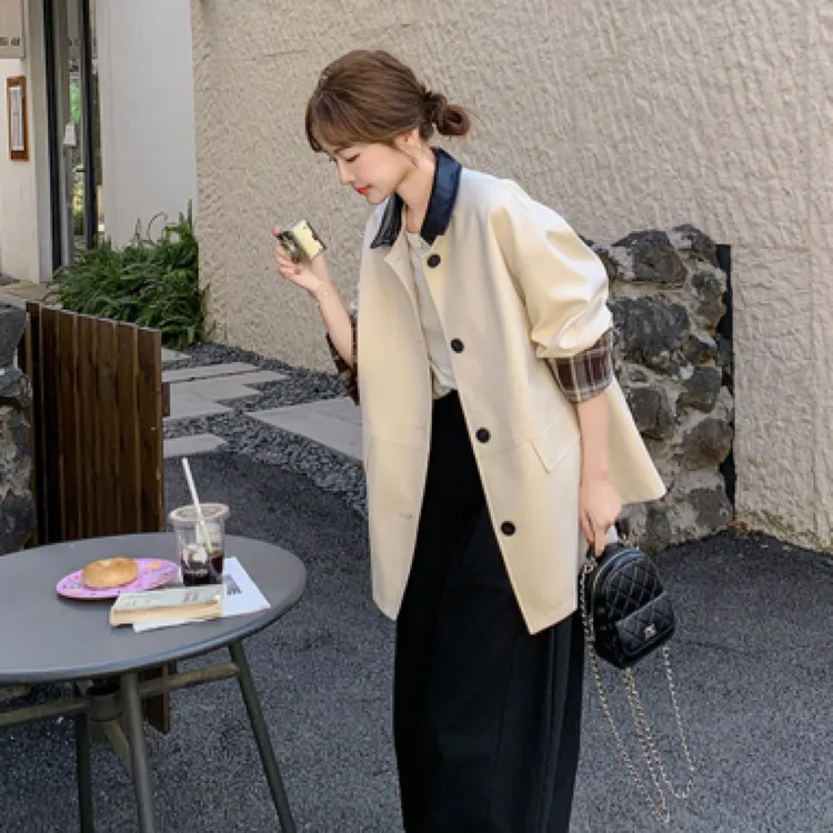 翻领拼接女士风衣外套春秋季小个子友好松弛感十足