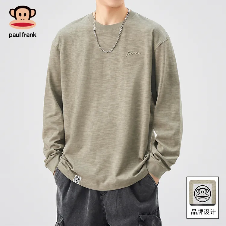 paul frank/大嘴猴男士T恤长袖秋季宽松休闲百搭圆领打底男装上衣