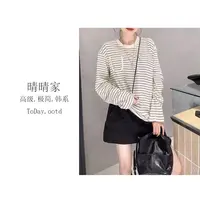 晴晴家-【条纹日记】秋季韩系时尚休闲慵懒感条纹长袖打底衫5583