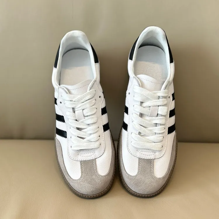 头层牛皮夏季透气吸汗真皮德训鞋平底小白鞋经典百搭休闲板鞋子女