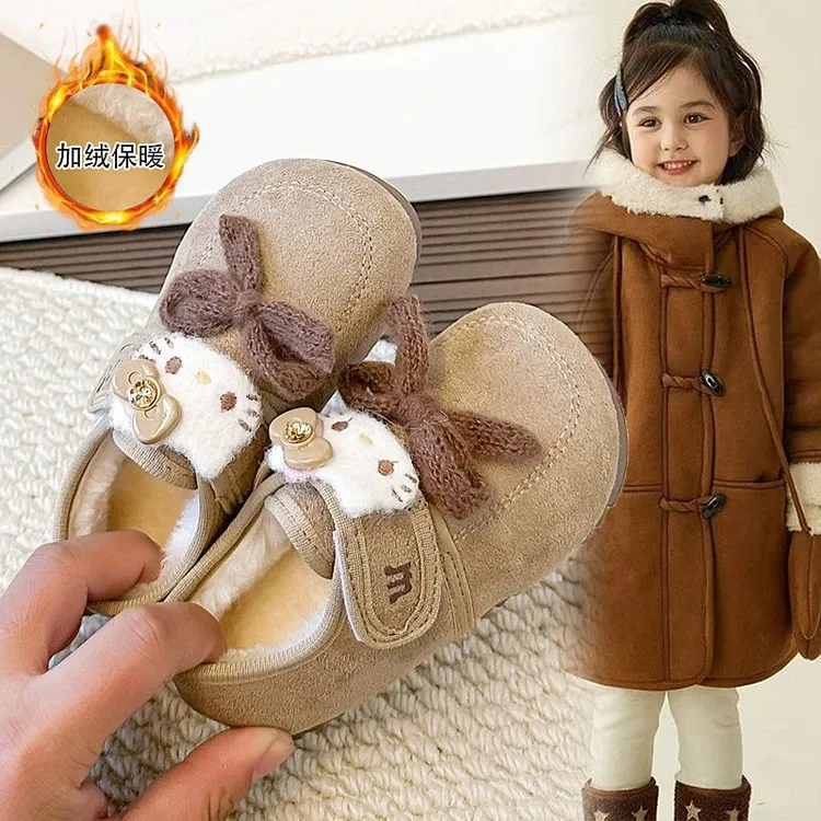 小黄鸭冬鞋儿童鞋子2025冬季女童加厚保暖可爱猫咪网红勃肯鞋小宝