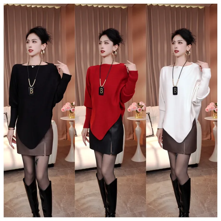 【小个子】秋冬新款网红时尚斗篷蝙蝠袖宽松显瘦针织衫毛衣外套