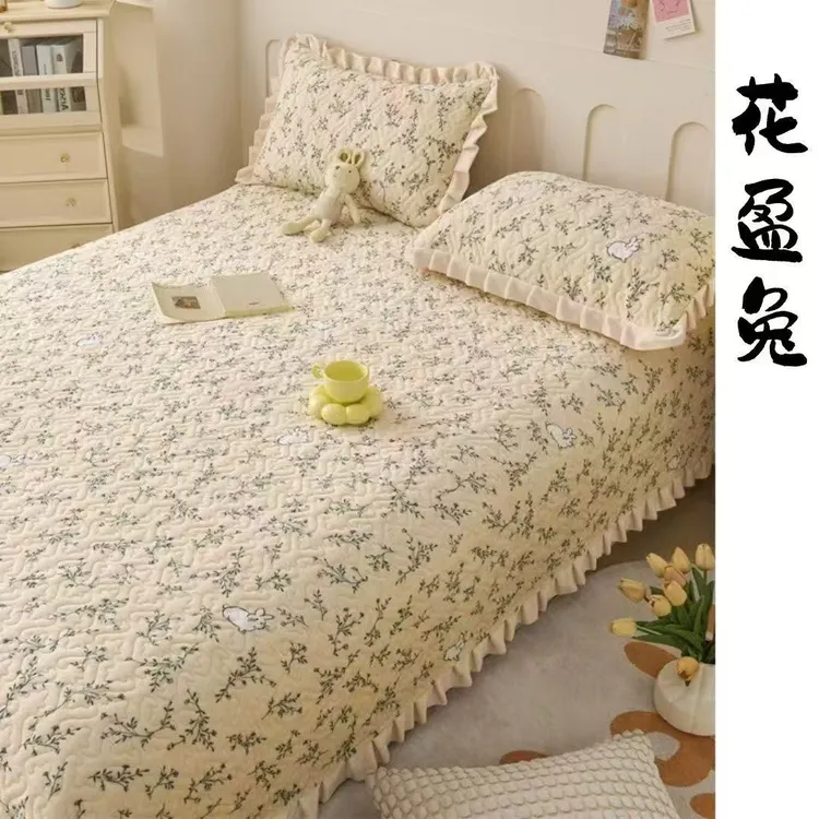 高克重牛奶绒夹棉可机洗床盖