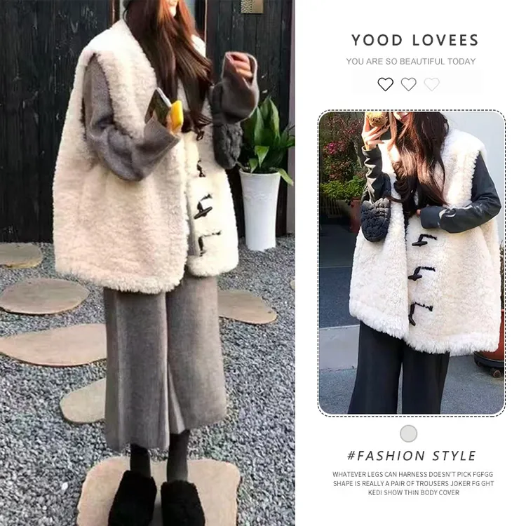 韩系设计感毛毛马甲女秋冬季韩系高级感复古简约外套洋气马夹背心