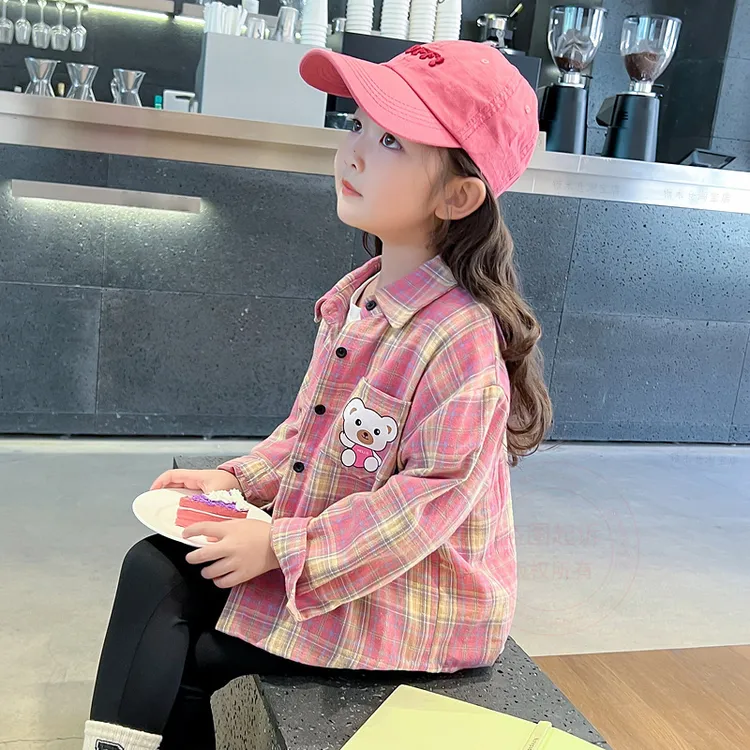全棉时代女童长袖衬衫春秋2025新款儿童宝宝纯棉上衣夏季薄款格子