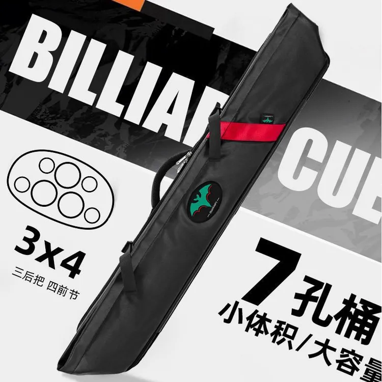 新款台球杆包1/2杆盒杆桶大头杆包PU防水手提单肩包加厚大7孔防